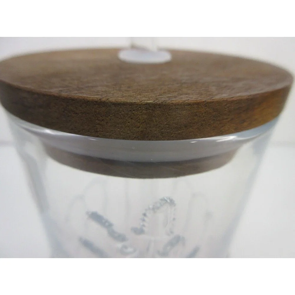 Pioneer Woman Thistle Clear Glass Tumbler Wood Lid 21 oz Floral